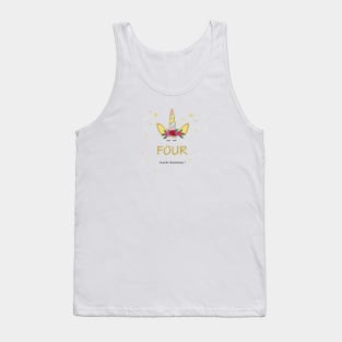 Fourth birthday candle. Four. Unicorn Birthday invitation. Party invitation greeting card Tank Top